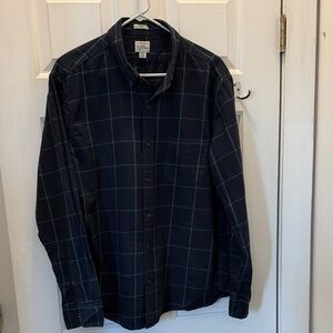 J. Crew Dark Blue and Green Checkered Button-Down Shirt